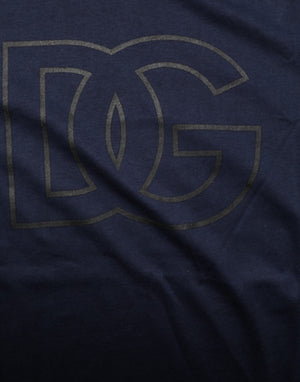 Dolce & Gabbana Dark Blue Cotton DG Logo Print Men’s Top T-shirt