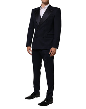 Dolce & Gabbana Black Wool 3 Piece Slim Fit Formal Men Suit