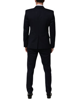 Dolce & Gabbana Black Wool 3 Piece Slim Fit Formal Men Suit