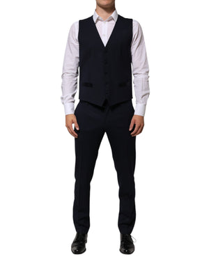 Dolce & Gabbana Black Wool 3 Piece Slim Fit Formal Men Suit