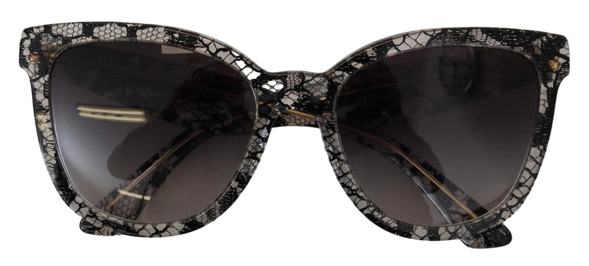 Dolce & Gabbana DG4190 Black Lace Acetate Crystal Round Sunglasses