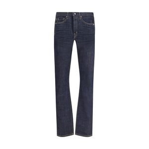 Tom Ford Blue Cotton Straight-Leg Jeans