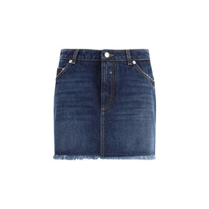 Dolce & Gabbana Blue Cotton Mini Skirt