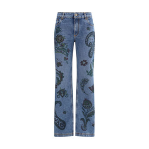 Etro Blue Cotton Flared Jeans