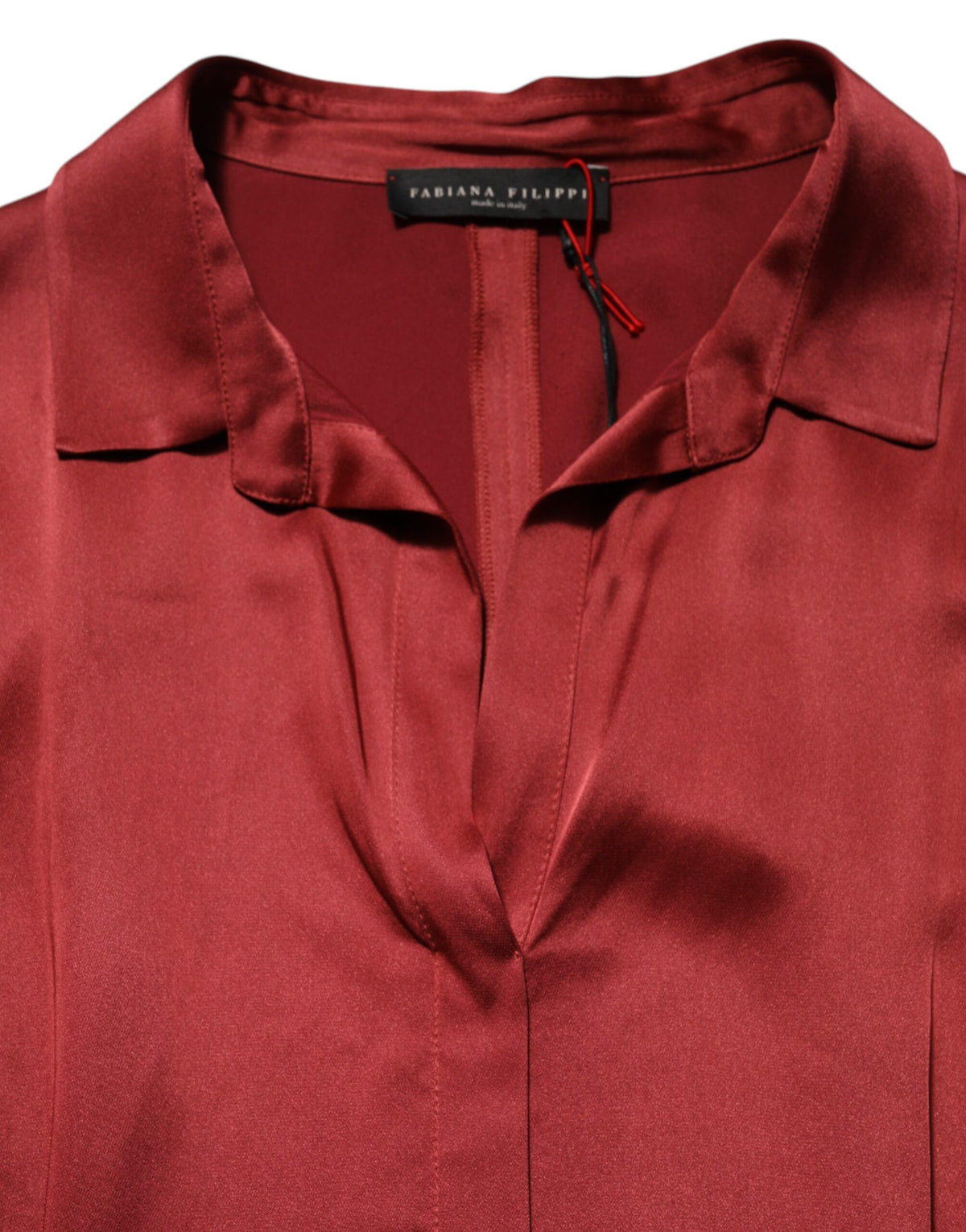 Fabiana Filippi Burgundy Acetate Viscose Satin Long Dress