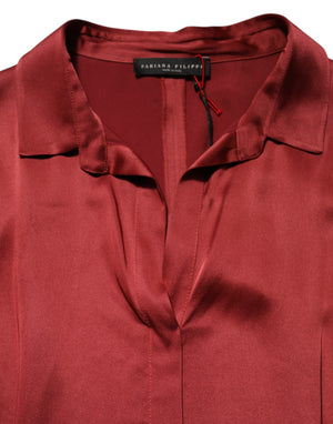 Fabiana Filippi Burgundy Acetate Viscose Satin Long Dress