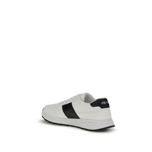 Prada White Calf Leather Bos Taurus Low Top Sneakers