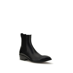Tom Ford Black Calf Leather Bos Taurus Chelsea Boots