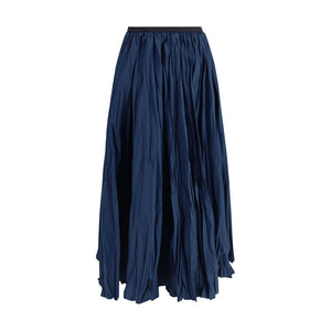Sara Roka Blue Polyester Midi Skirt