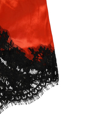 Dolce & Gabbana Red Silk Satin Lace Shorts Underwear