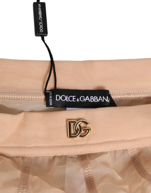 Dolce & Gabbana Beige Sheer Mesh High Waist Panty Underwear