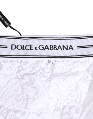 Dolce & Gabbana White Lace Slip Brief Logo Waistband Underwear