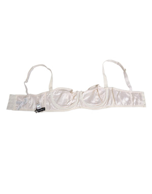 Dolce & Gabbana White Silk Satin Balconnet Lingerie Bra Underwear