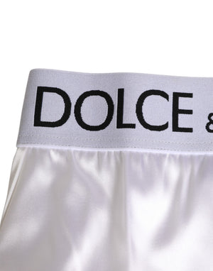 Dolce & Gabbana White Satin High-Waist Brief Logo Women Underwear