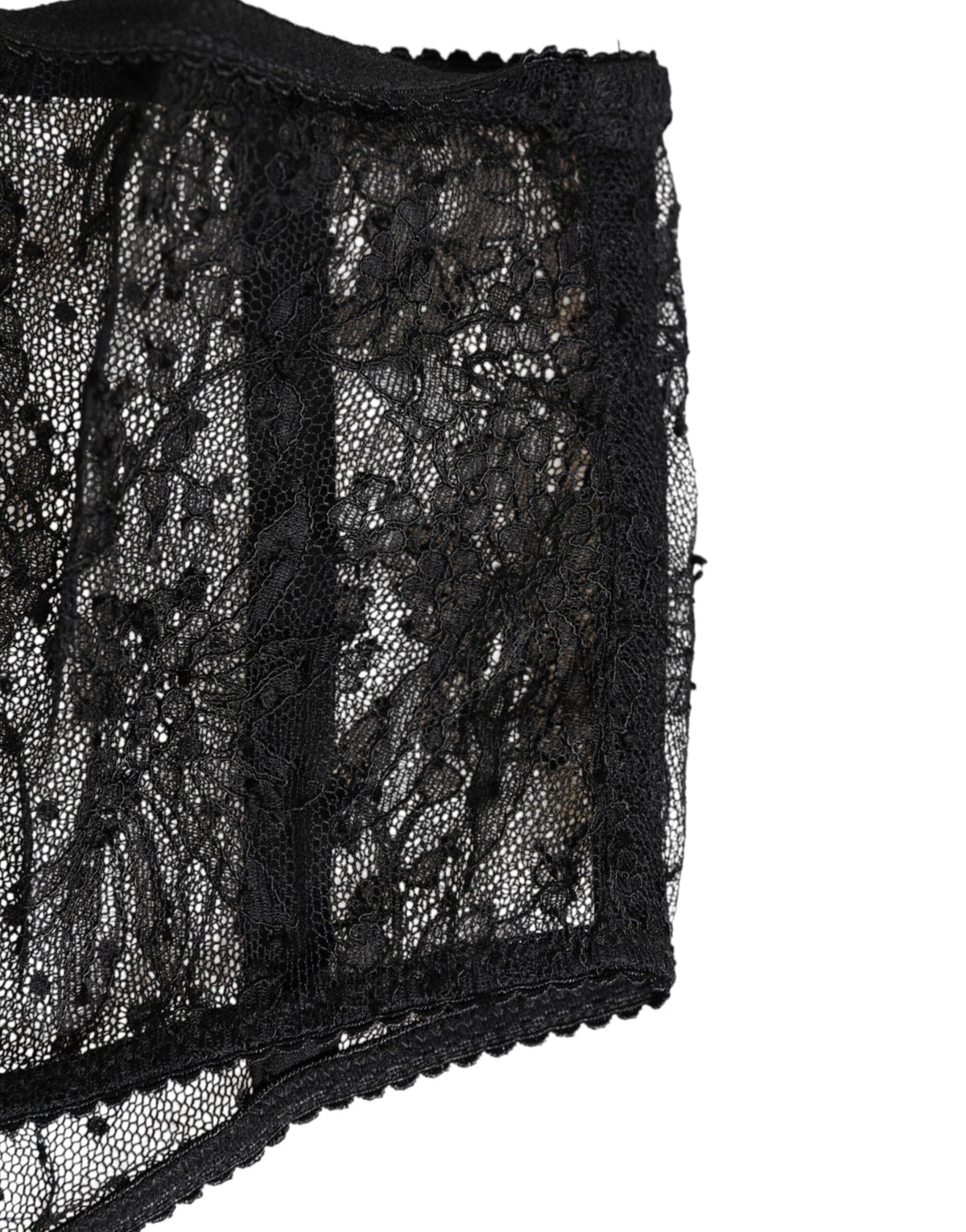 Dolce & Gabbana Black Lace Polka Dot Mesh High Waist Underwear