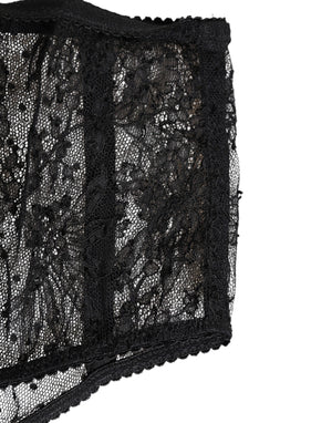 Dolce & Gabbana Black Lace Polka Dot Mesh High Waist Underwear