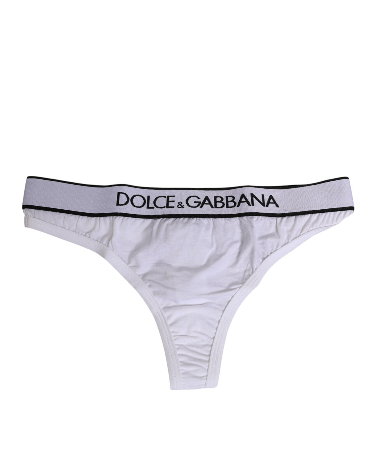 Dolce & Gabbana White Logo Waistband Modal Cotton Thong  Underwear