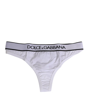 Dolce & Gabbana White Logo Waistband Modal Cotton Thong  Underwear