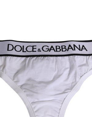 Dolce & Gabbana White Logo Waistband Modal Cotton Thong  Underwear