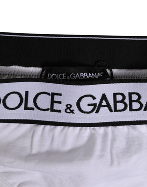 Dolce & Gabbana White Logo Waistband Modal Cotton Thong  Underwear