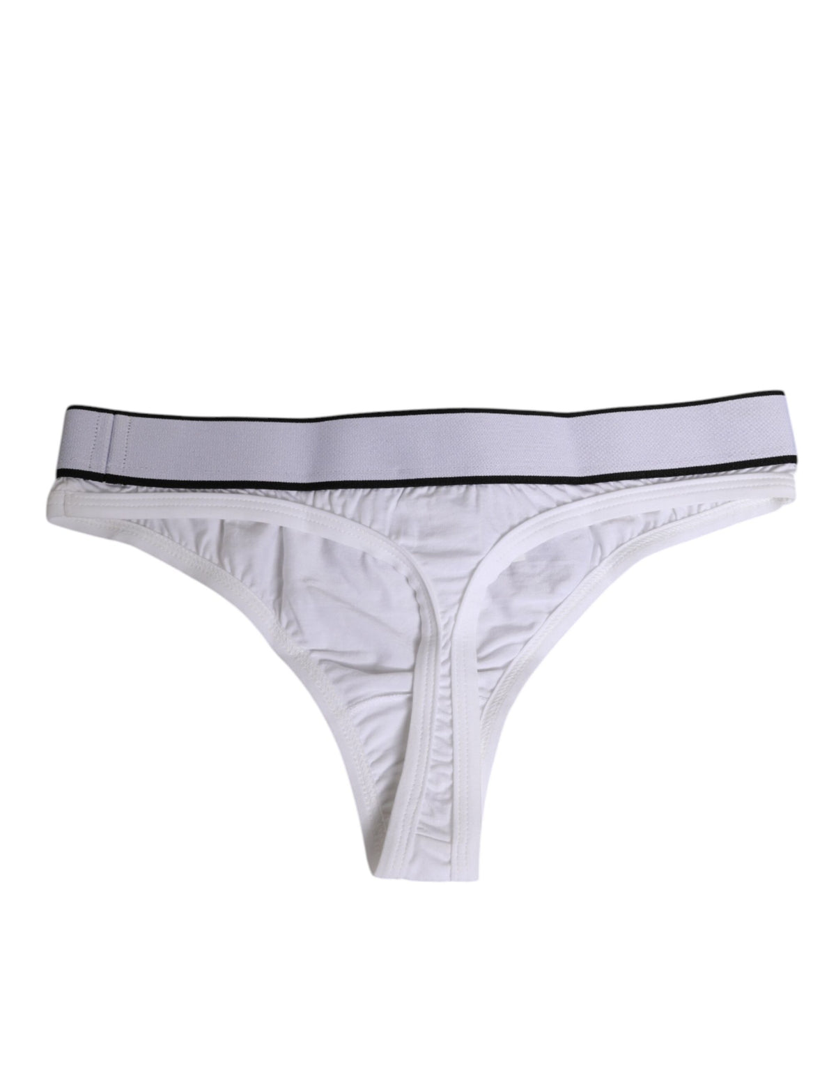 Dolce & Gabbana White Logo Waistband Modal Cotton Thong  Underwear