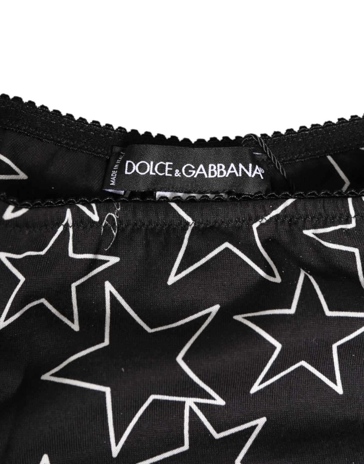 Dolce & Gabbana Black White Star Print Cotton Slip Panty Underwear