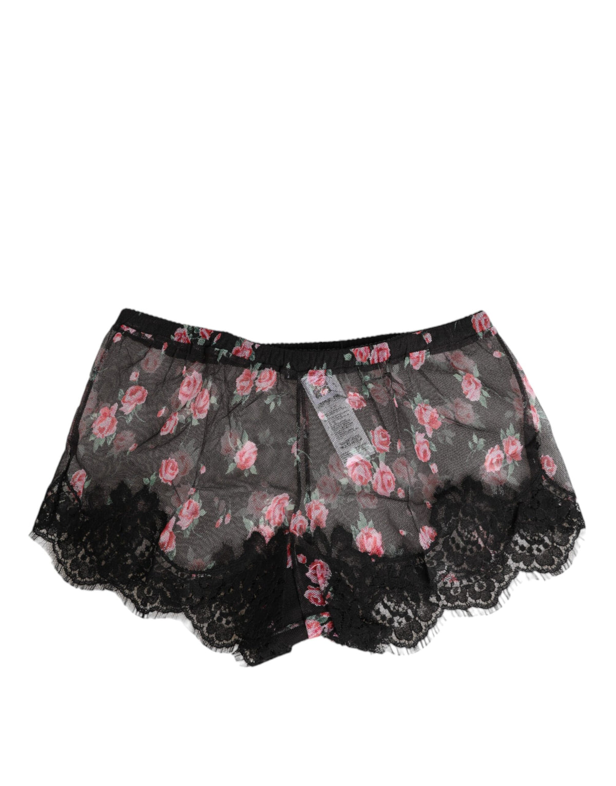 Dolce & Gabbana Black Pink Floral Lace Mesh Lingeri Underwear