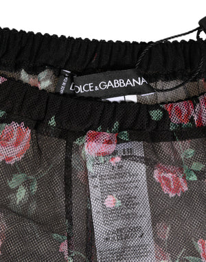 Dolce & Gabbana Black Pink Floral Lace Mesh Lingeri Underwear