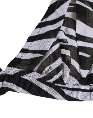 Dolce & Gabbana Black White Zebra Print Sheer Mesh Bralette Underwear