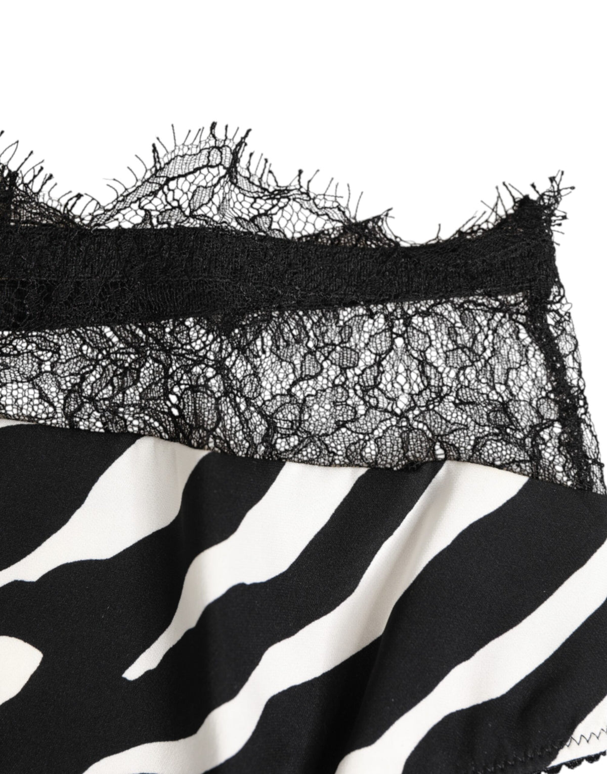 Dolce & Gabbana Black White Zebra Print Lace Trim High Underwear