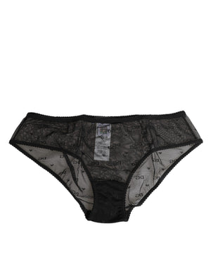 Dolce & Gabbana Black Sheer Mesh Lace Polka Dot Logo Underwear