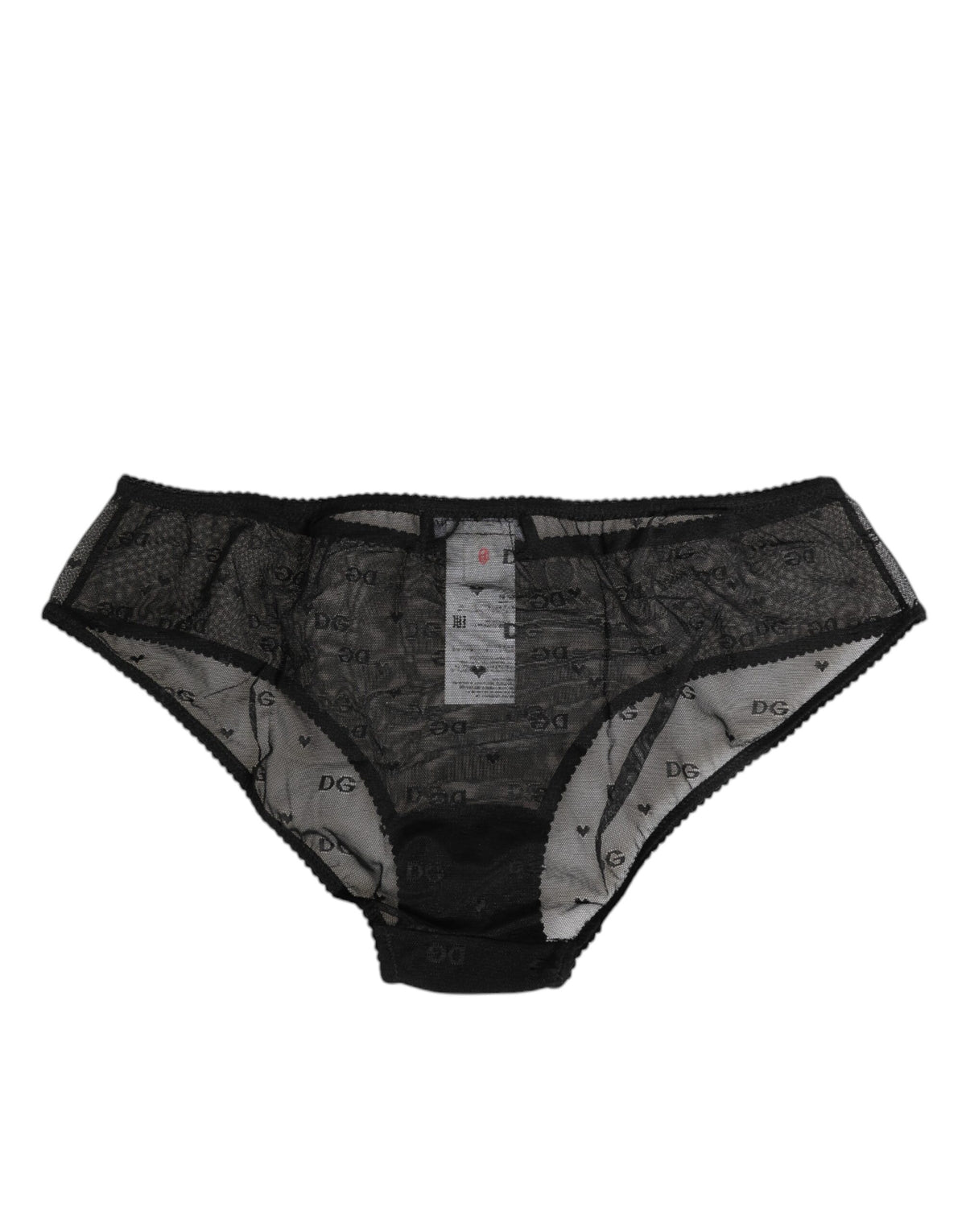 Dolce & Gabbana Black Sheer Mesh Lace Polka Dot Logo Underwear