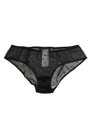 Dolce & Gabbana Black Sheer Mesh Lace Polka Dot Logo Underwear
