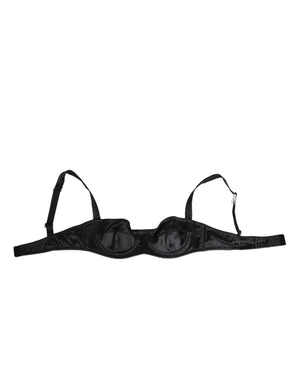 Dolce & Gabbana Black Satin Underwire Bra Lingerie IT2 Underwear