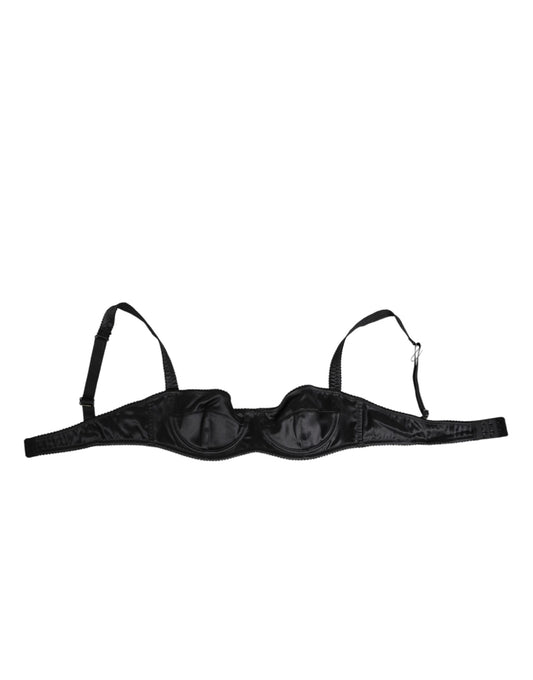 Dolce & Gabbana Black Satin Underwire Bra Lingerie IT2 Underwear
