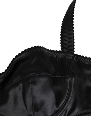 Dolce & Gabbana Black Satin Underwire Bra Lingerie IT2 Underwear