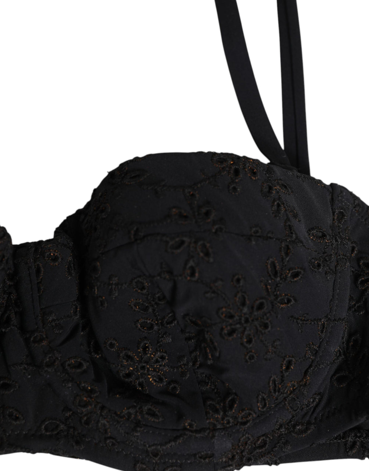 Dolce & Gabbana Black Polyester Embroidered Underwire Bra Underwear