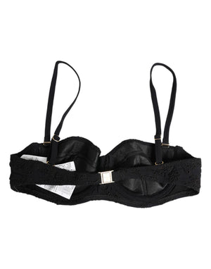 Dolce & Gabbana Black Polyester Embroidered Underwire Bra Underwear