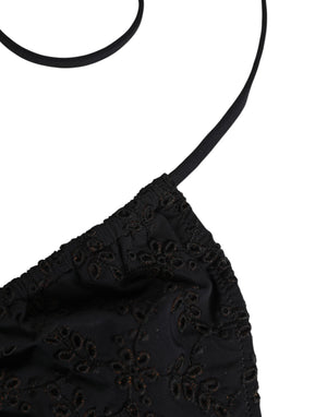 Dolce & Gabbana Black Embroidered Triangle Swimwear Underwear