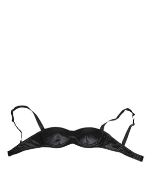 Dolce & Gabbana Black Silk Satin Wireless Lingerie Bra Underwear