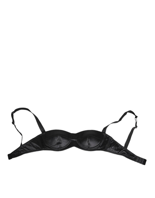 Dolce & Gabbana Black Silk Satin Wireless Lingerie Bra Underwear