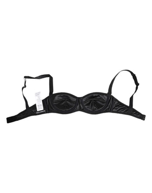 Dolce & Gabbana Black Silk Satin Wireless Lingerie Bra Underwear