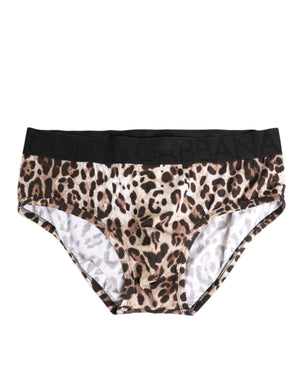 Dolce & Gabbana Leopard Print Black Waistband Cotton Underwear