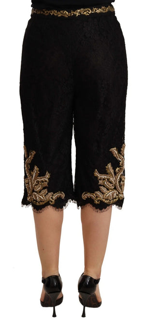 Dolce & Gabbana Black Lace Gold Baroque SPECIAL PIECE Shorts