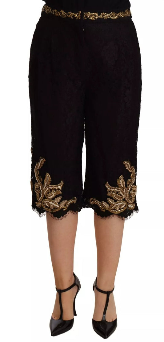 Dolce & Gabbana Black Lace Gold Baroque SPECIAL PIECE Shorts