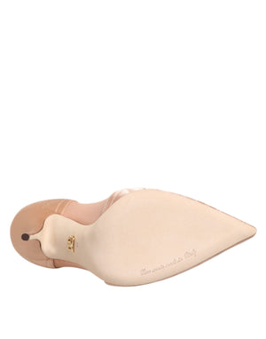 Dolce & Gabbana Cipria Nude Satin Mesh Stiletto Pumps Shoes
