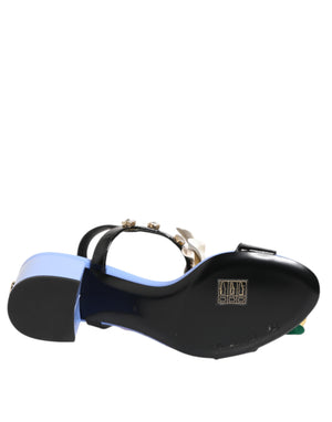 Dolce & Gabbana Multicolor Floral Appliqué Crystal Sandal Shoes