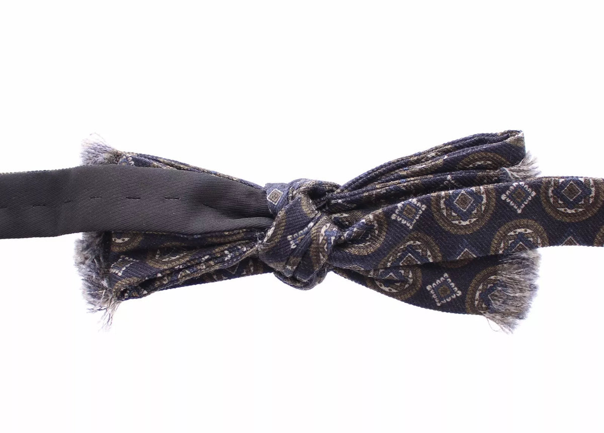 Dolce & Gabbana Blue Silk Baroque Fantasi Tied Bow Tie Papillon