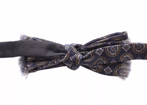 Dolce & Gabbana Blue Silk Baroque Fantasi Tied Bow Tie Papillon