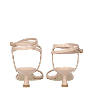 Stuart Weitzman Beige Leather Stiletto Heel Sandals